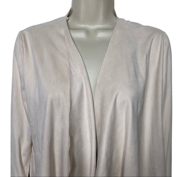 Zara Basic Open Front Drape Jacket Faux  Suede Cream sz S - Picture 4 of 9